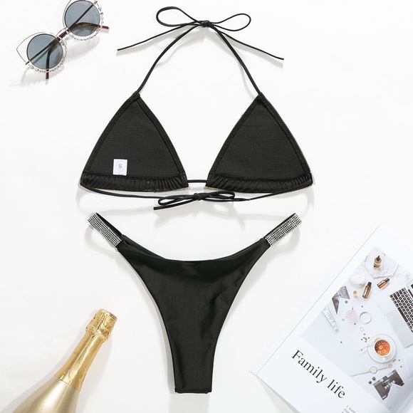 LAST ONE❗️NEW Black Jeweled Two Piece Bikini - Picture 8 of 13